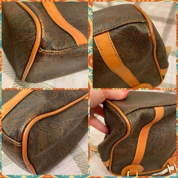 VINTAGE Pierre Balmain 3 piece set purse, wallet and makeup bag paisley Leather - Picture 6 of 14